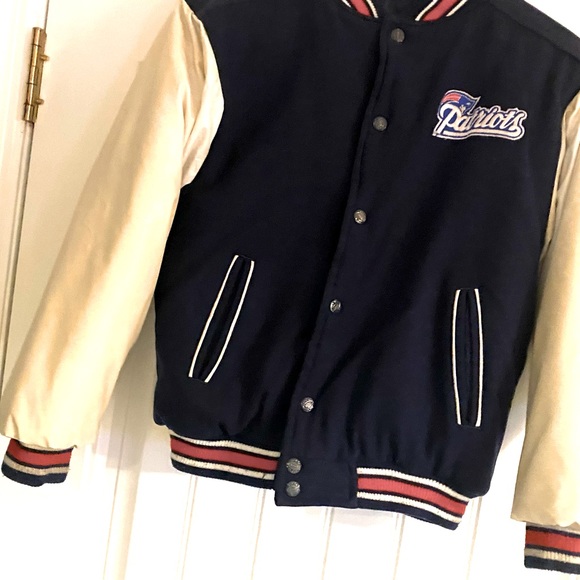 Authentic New England Patriots Wool Snap Front Letterman Jacket Youth - Picture 2 of 13